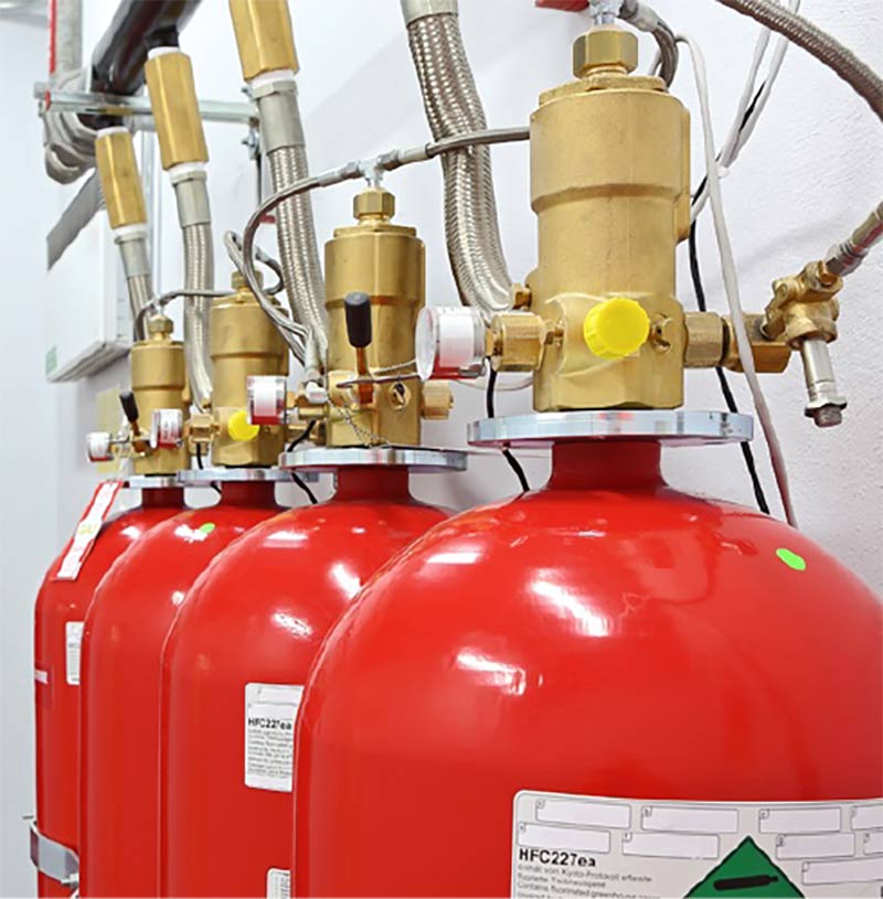 Gas fire suppression systems